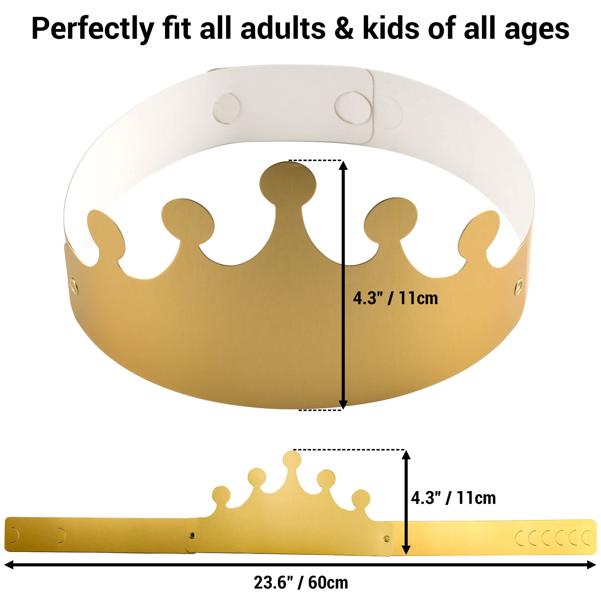 Ifamio 25 Pieces Golden King Crowns Gold Foil Paper Party Crown Hat Cap Foldable Party Crowns For Birthday Celebration Baby Show